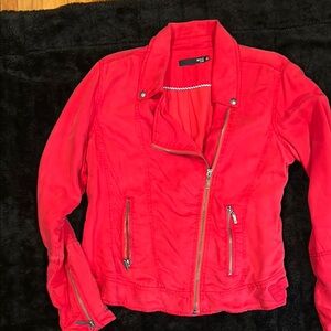 MAX JEANS RED MOTO JACKET SIZE MEDIUM
